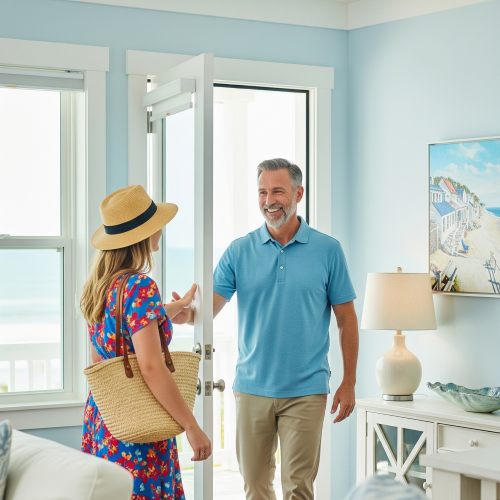 Person happily communicating on a phone